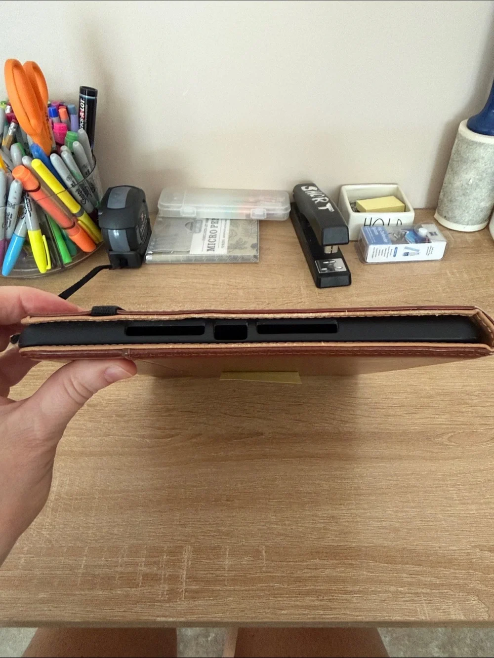 Brown Leather Look Tablet Folio Case